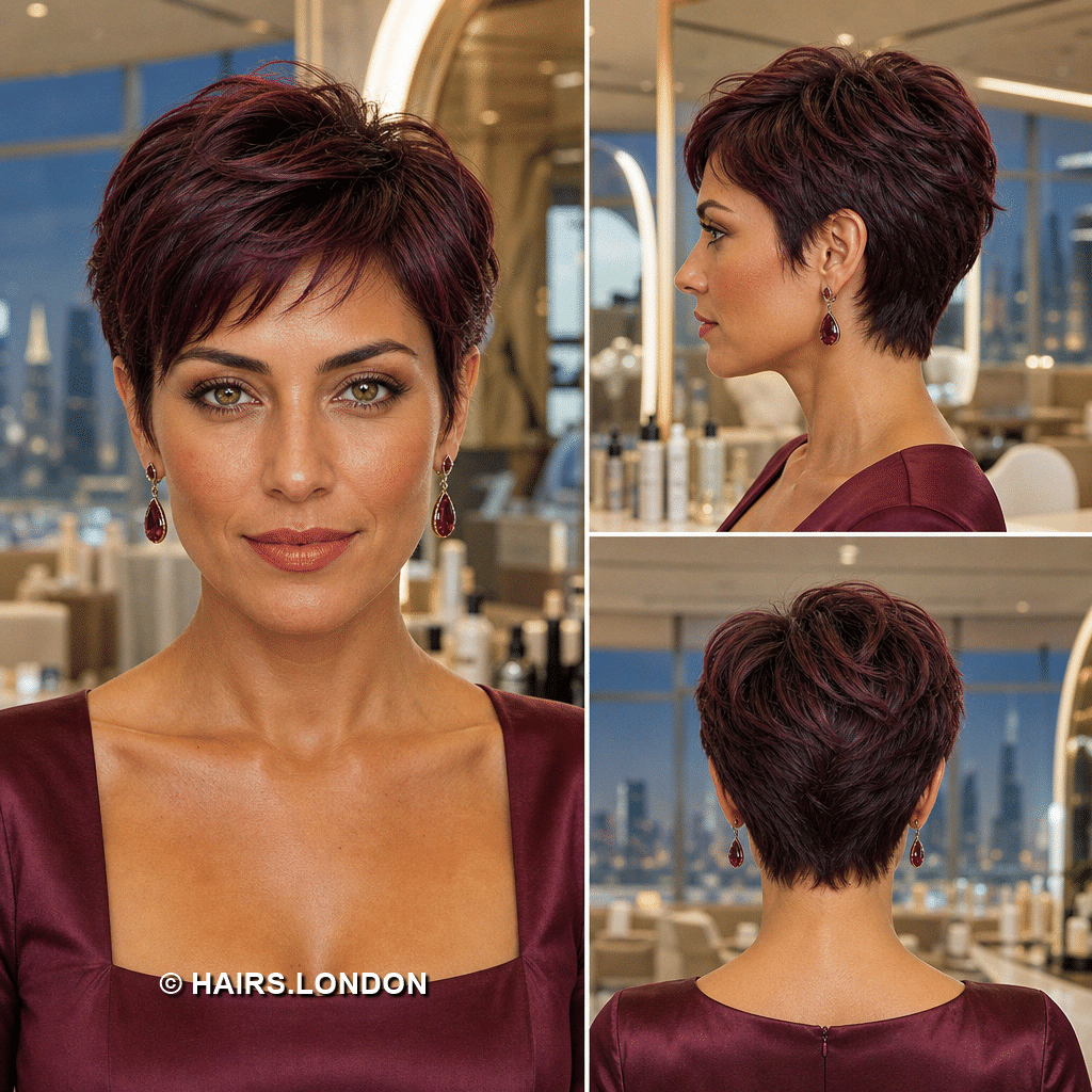 19 Burgundy Pixie Haircuts with Rich Color and Modern Texture burgundy feathered pixie
