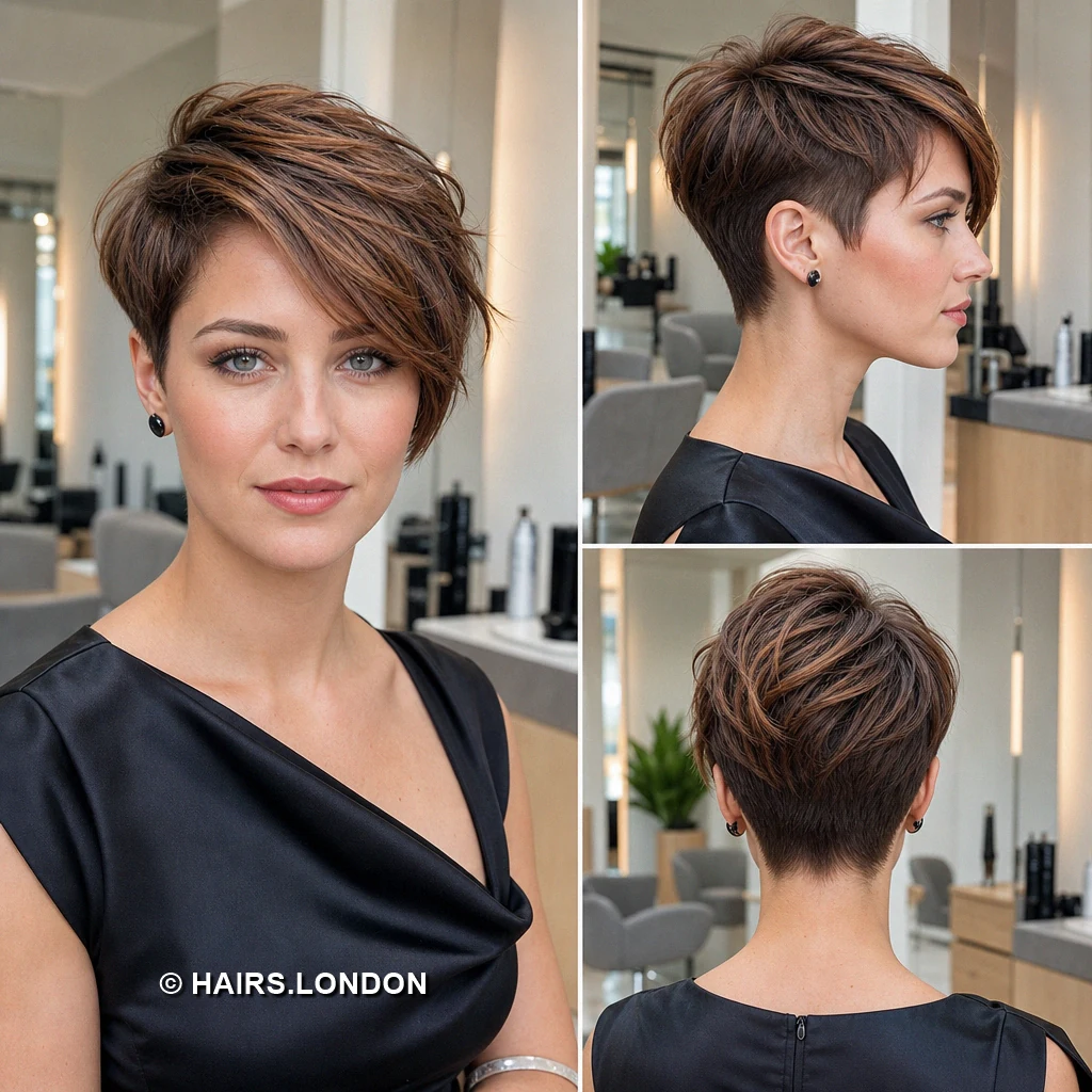 11 Highlighted Pixie Cuts with Sweeping Fringes and Textured Crowns Burgundy Flowing Pixie