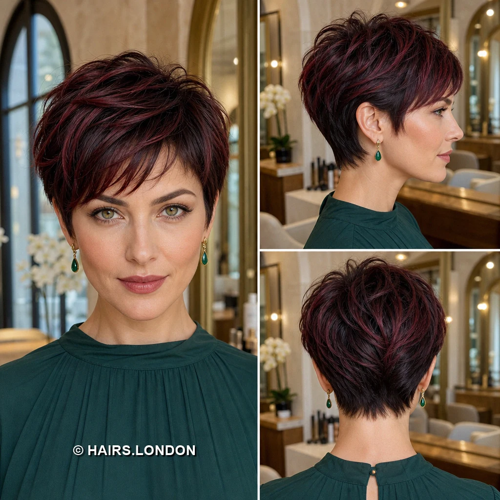17 Burgundy Pixie Haircuts with Rich Dimension and Modern Texture burgundy fringe pixie