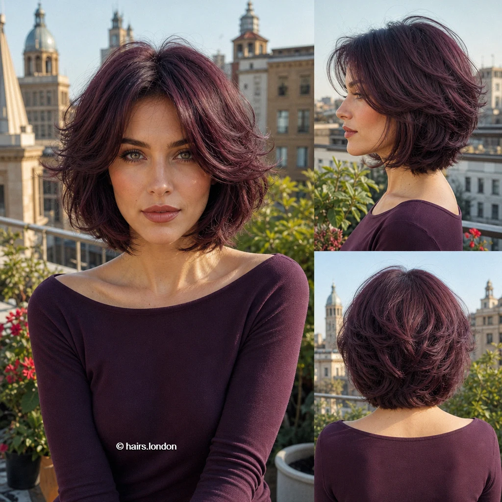 Burgundy Layered Bob