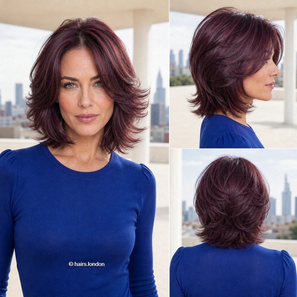 20 Colorful Bob Haircuts: Shapes, Layers and Styling Ideas Burgundy Layered Lob