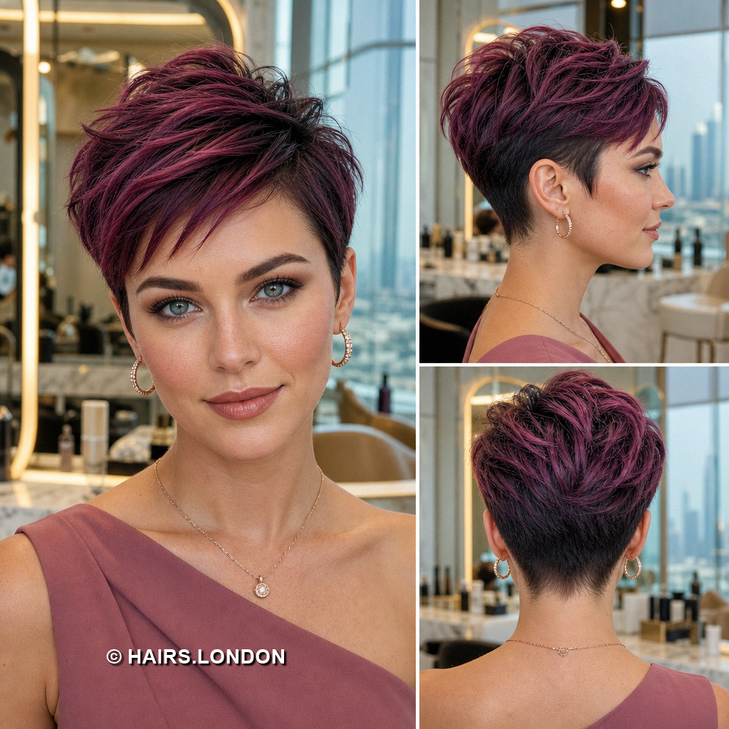 19 Burgundy Pixie Haircuts with Cherry Ribbons, Curls, and Quiffs Burgundy Layered Pixie