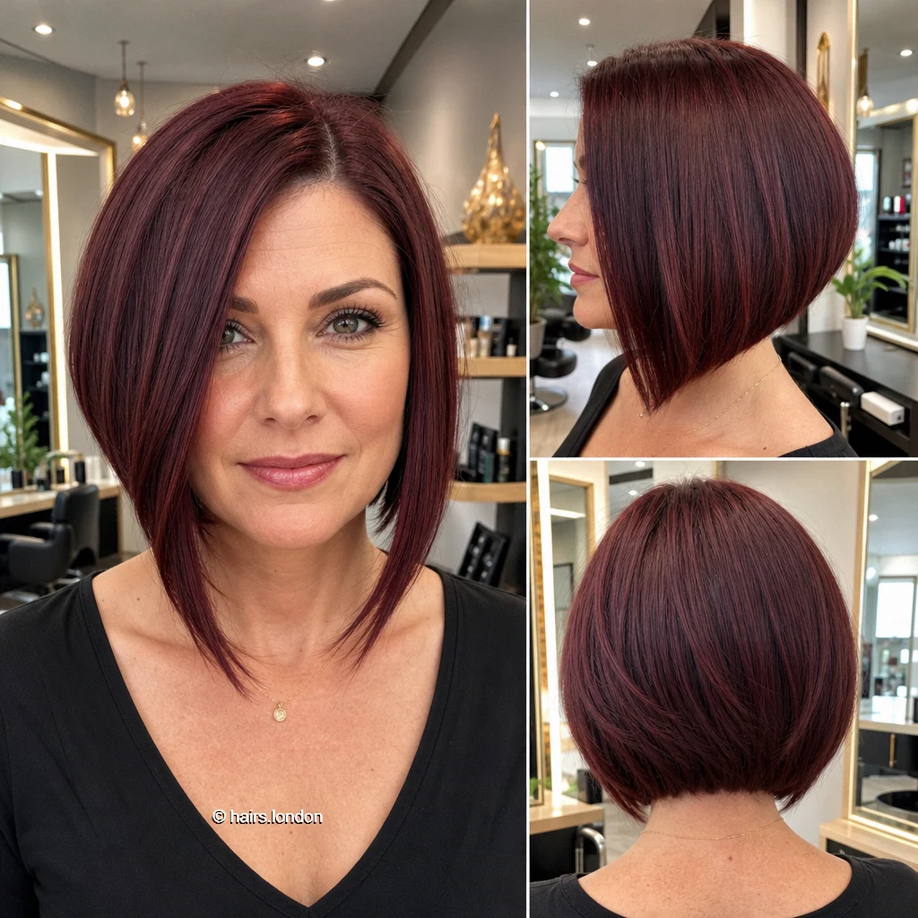 20 Red Bob Haircuts, From Sleek Angles to Textured Layers Burgundy Longfront Bob
