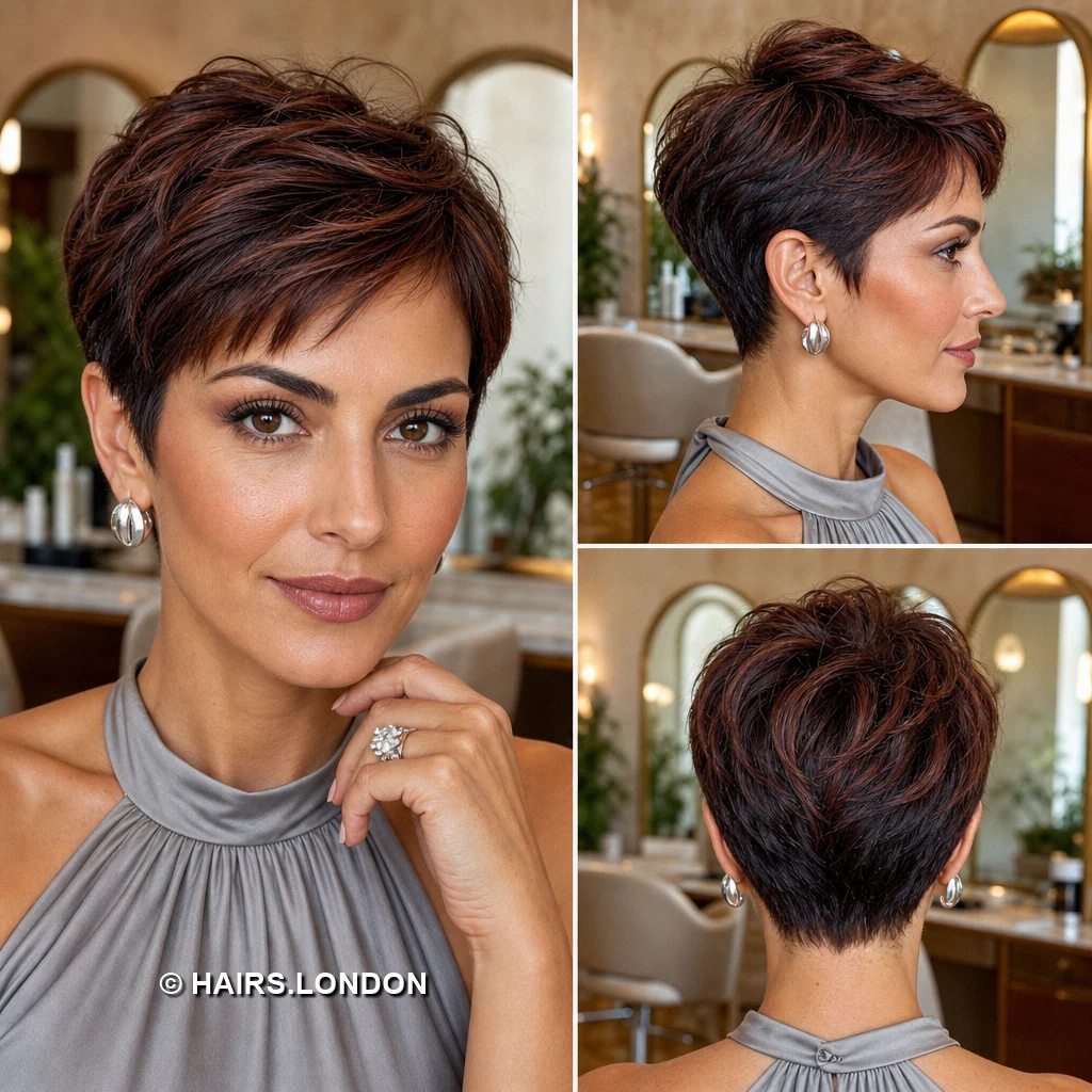 Burgundy Parted Pixie