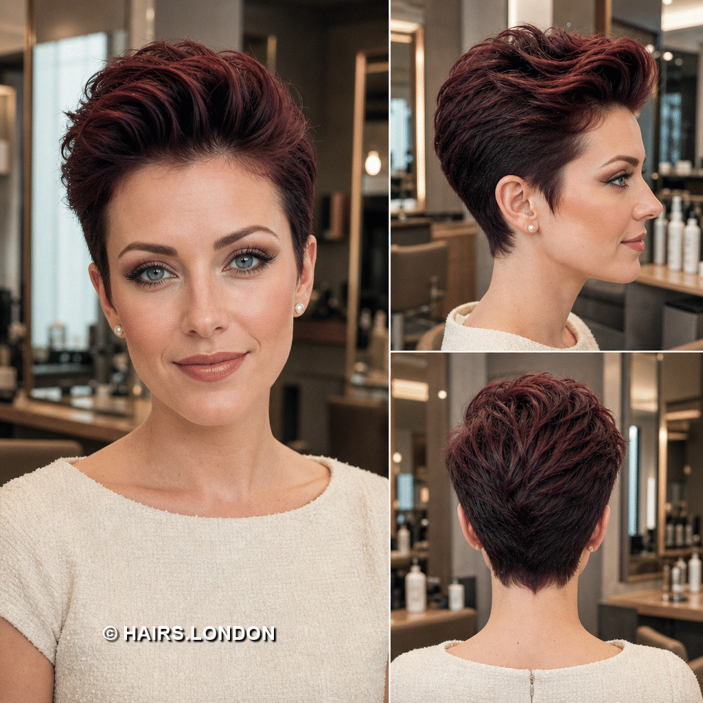 burgundy quiff pixie