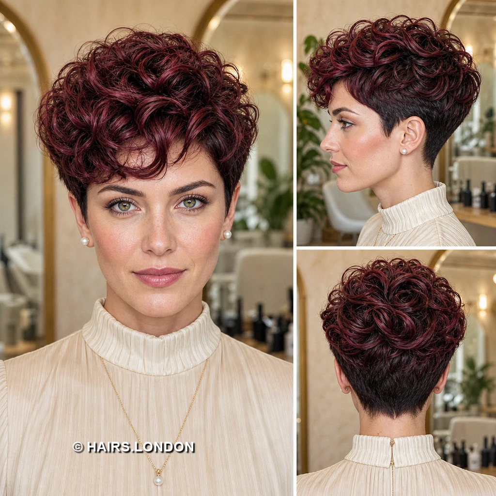 19 Burgundy Pixie Haircuts with Swept Fringe, Texture, and Tapered Napes Burgundy Rolled Crop