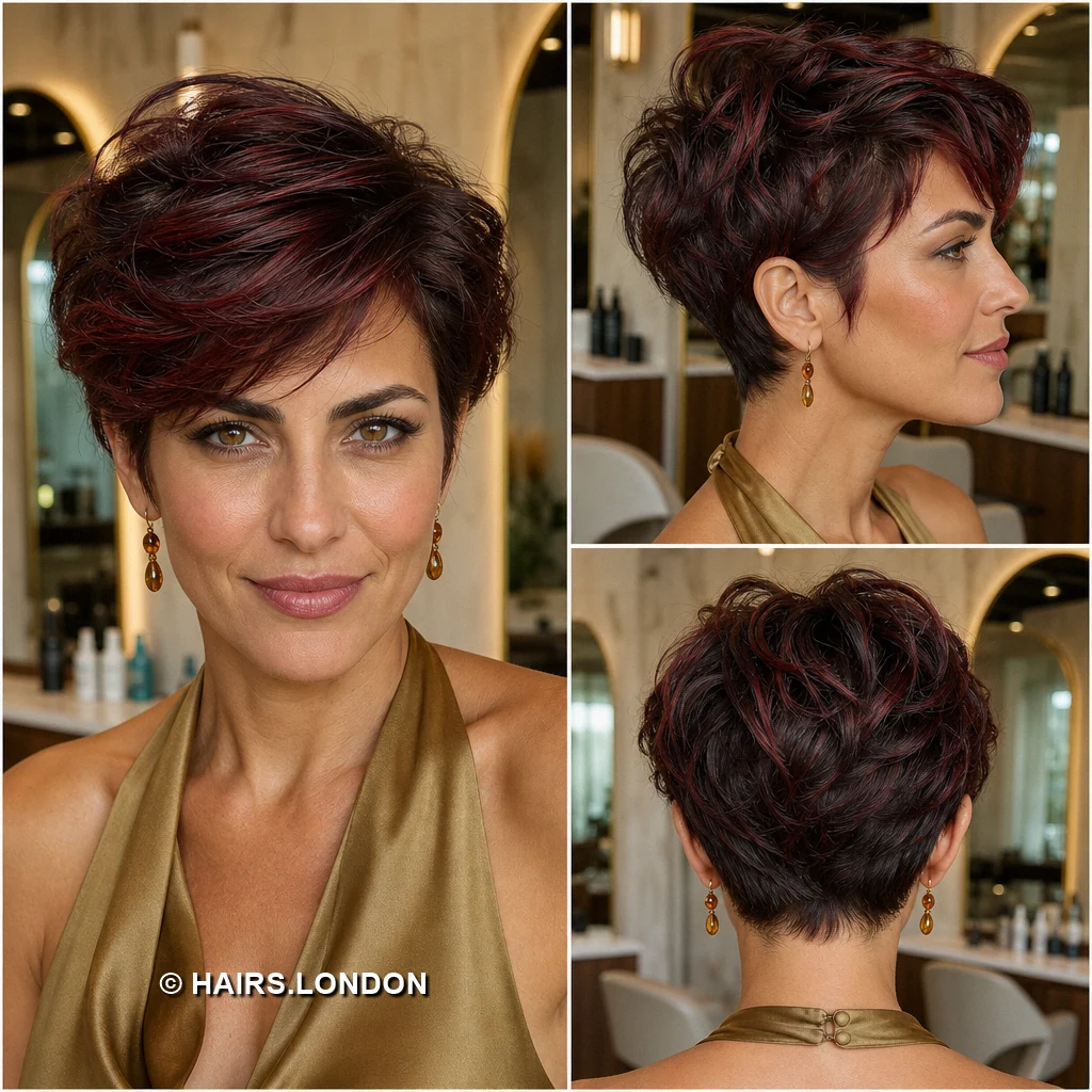 19 Burgundy Pixie Haircuts with Swept Fringe, Texture, and Tapered Napes Burgundy Rolling Pixie