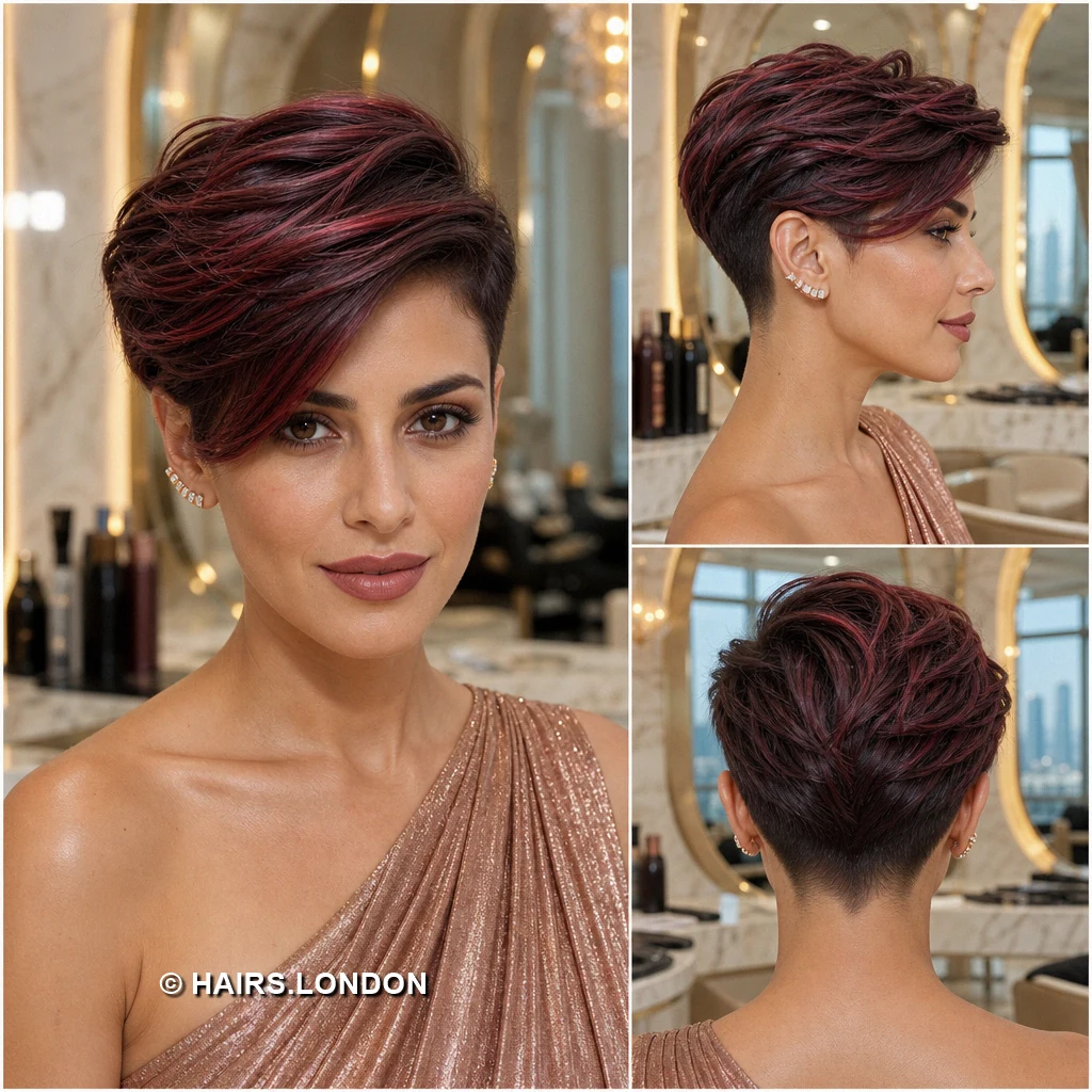 19 Burgundy Pixie Haircuts with Swept Fringes and Textured Crowns Burgundy Rounded Back