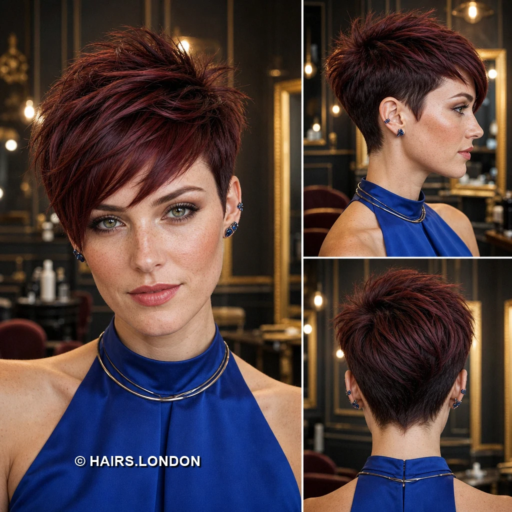 19 Burgundy Pixie Haircuts with Swept Fringes and Textured Crowns Burgundy Rounded Sweep