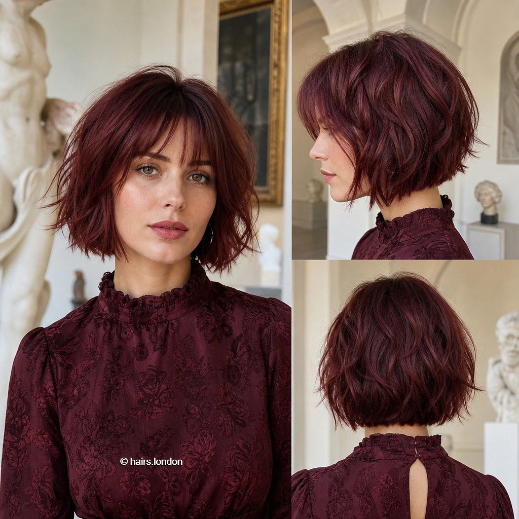 Burgundy Shaggy Bob