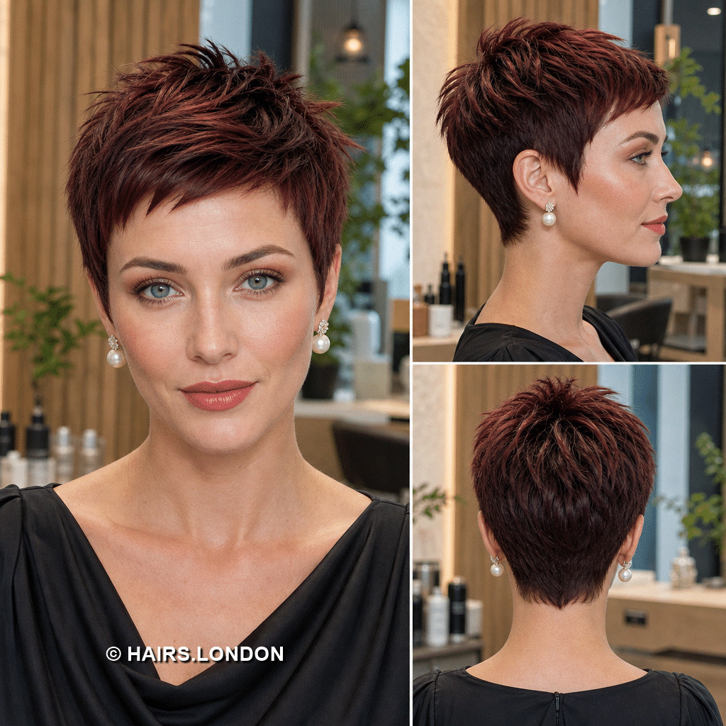 burgundy short pixie