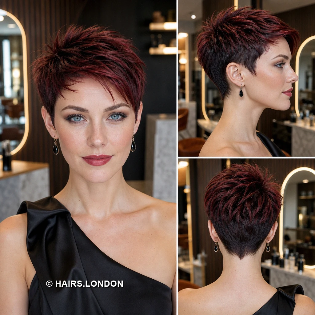 19 Burgundy Pixie Haircuts with Swept Fringes and Textured Crowns Burgundy Side Drape