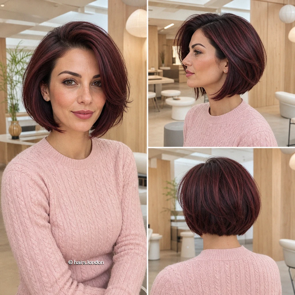20 Red Bob Haircuts, From Rounded Copper Cuts to Textured Burgundy Styles Burgundy Sidepart Bob