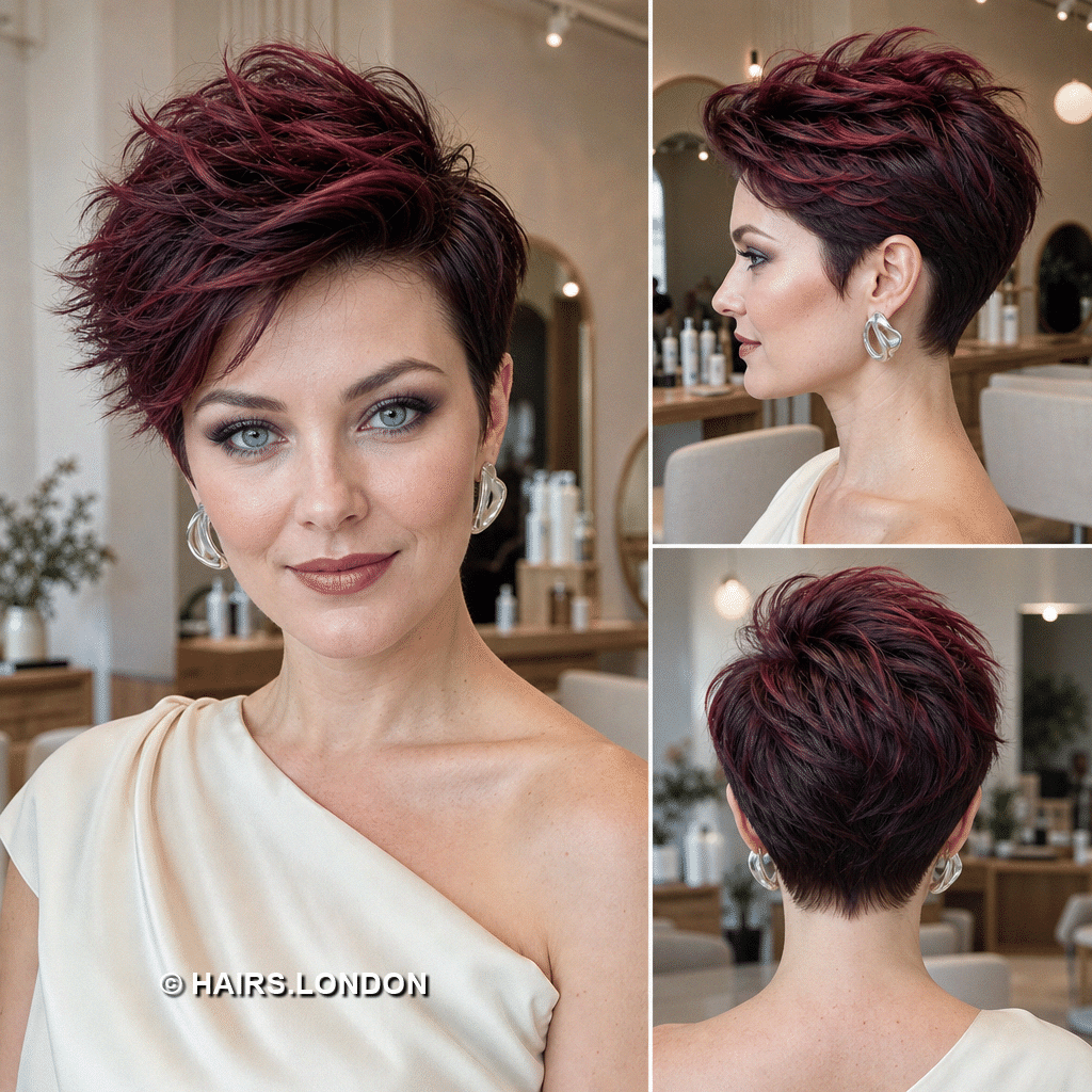 19 Burgundy Pixie Haircuts with Rich Color and Modern Texture burgundy spiky pixie