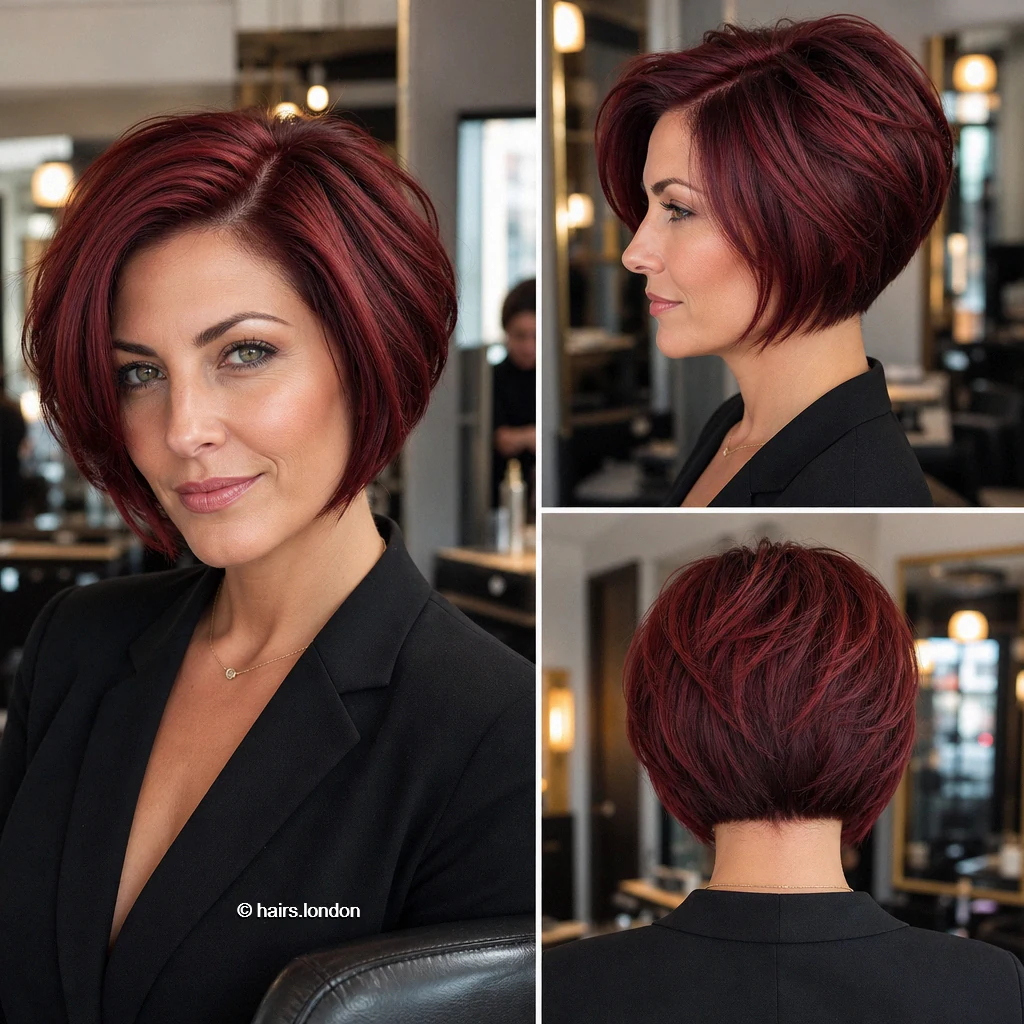 Burgundy Stacked Bob