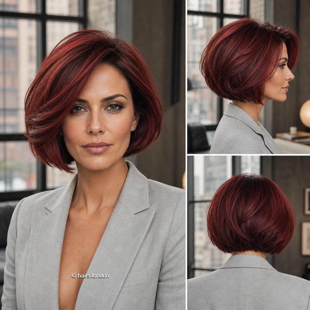 20 Red Bob Haircuts, From Polished Auburn to Textured Copper Burgundy Swept Bob