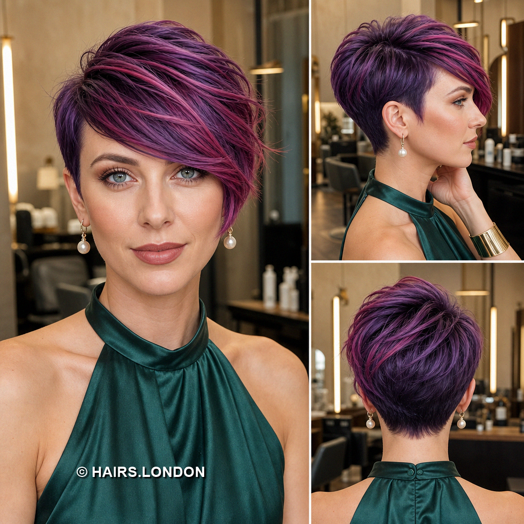 Burgundy Swept Pixie