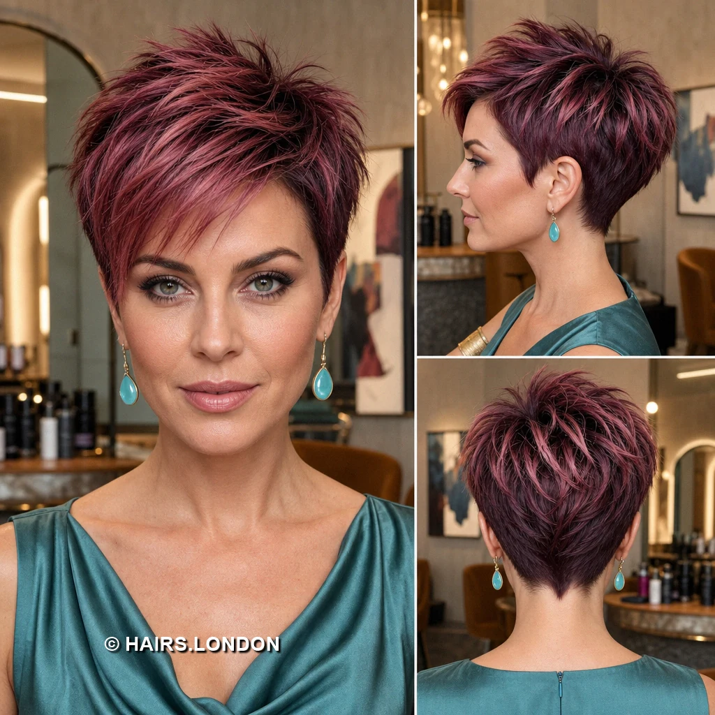 17 Purple Pixie Haircuts with Sweeping Fringes and Textured Crowns Burgundy Tapered Pixie