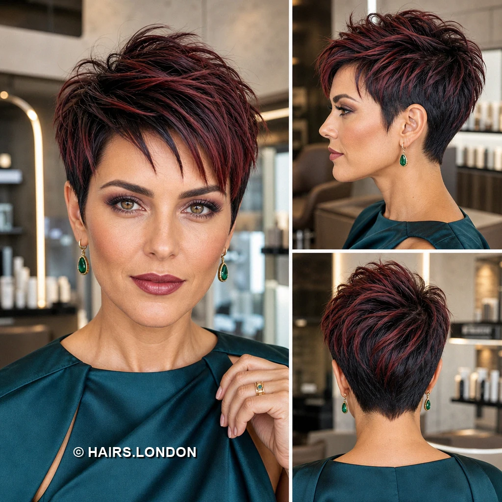 15 Burgundy Pixie Cuts with Swept Fringes and Textured Crowns Burgundy Tousled Fringecrop