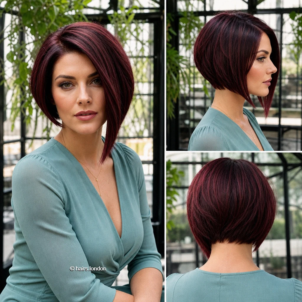 Burgundy Uneven Bob