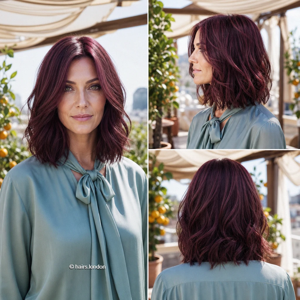 Burgundy Wavy Lob