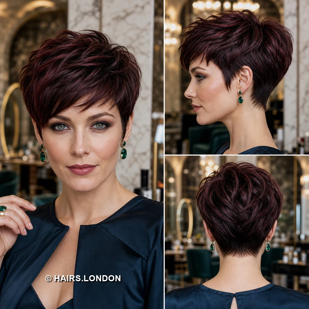 19 Burgundy Pixie Haircuts with Swept Fringes and Textured Crowns Burgundy Windswept Lift
