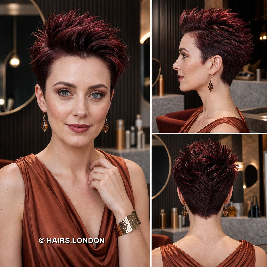 19 Burgundy Pixie Haircuts with Texture, Lift, and Side-Swept Shape Burgundy Windswept Quiff