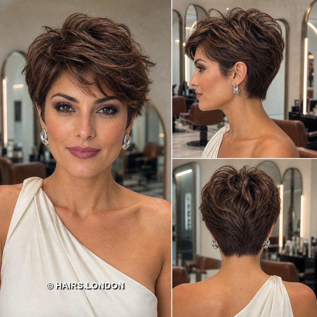 20 Textured Brown Pixie Haircuts with Fringe, Curls, and Lift Caramel Curved Waves