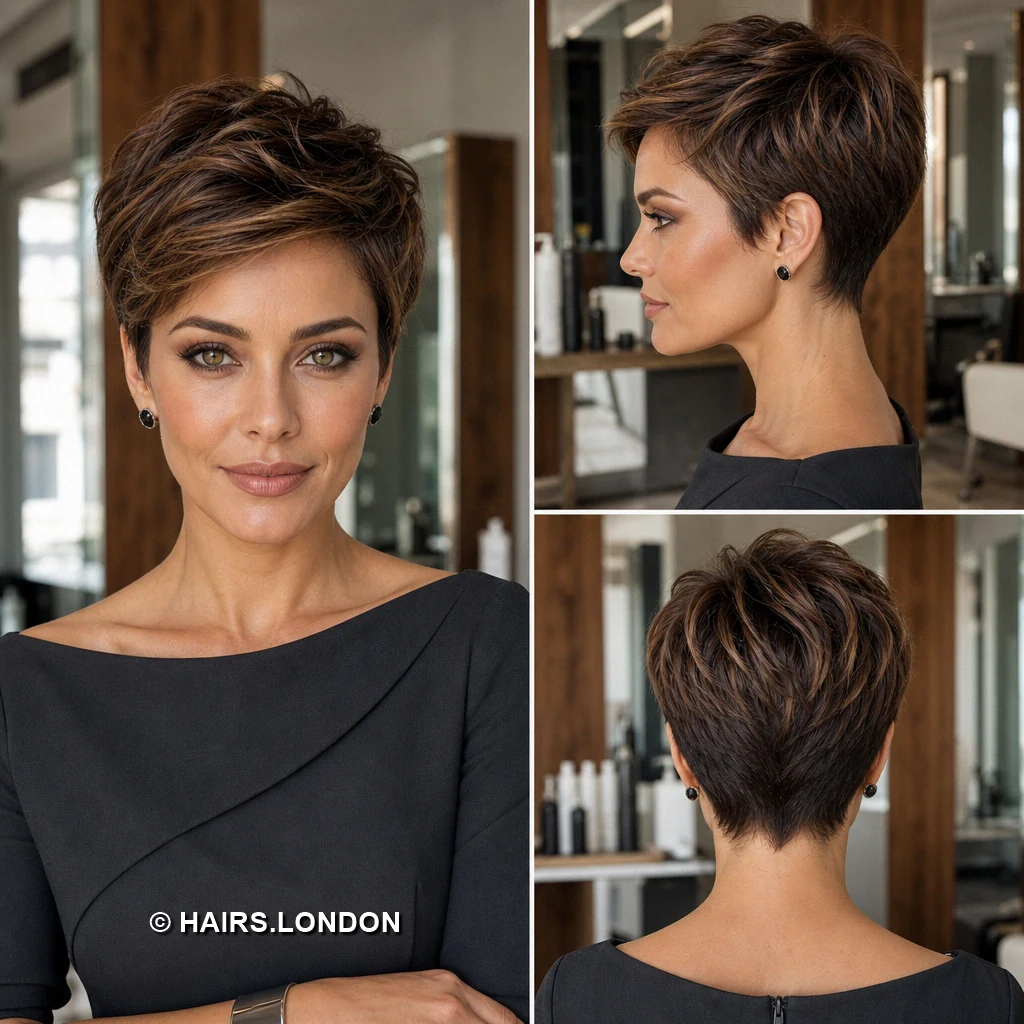 18 Short Textured Pixie Haircuts for Brunette Hair Caramel Draped Pixie