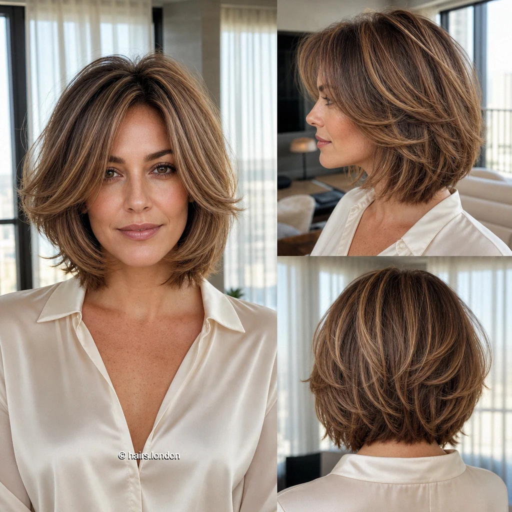 20 Bob Haircut Ideas, From Softly Layered to Sleek and Graduated Caramel Feathered Bob