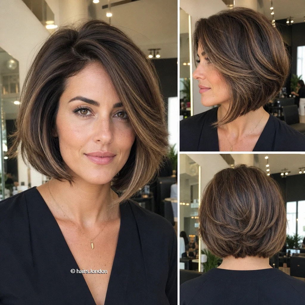 20 Bob Haircut Ideas: Rounded, Textured, A-Line and Stacked Shapes Caramel Feathered Bob