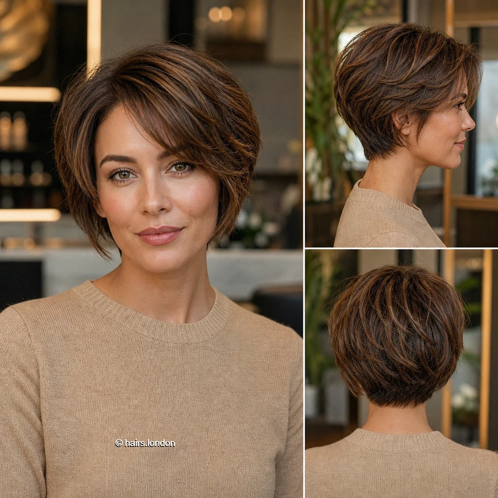 20 Brown Bob Haircuts: Rounded, Layered, Wavy and Angled Ideas Caramel Feathered Cut
