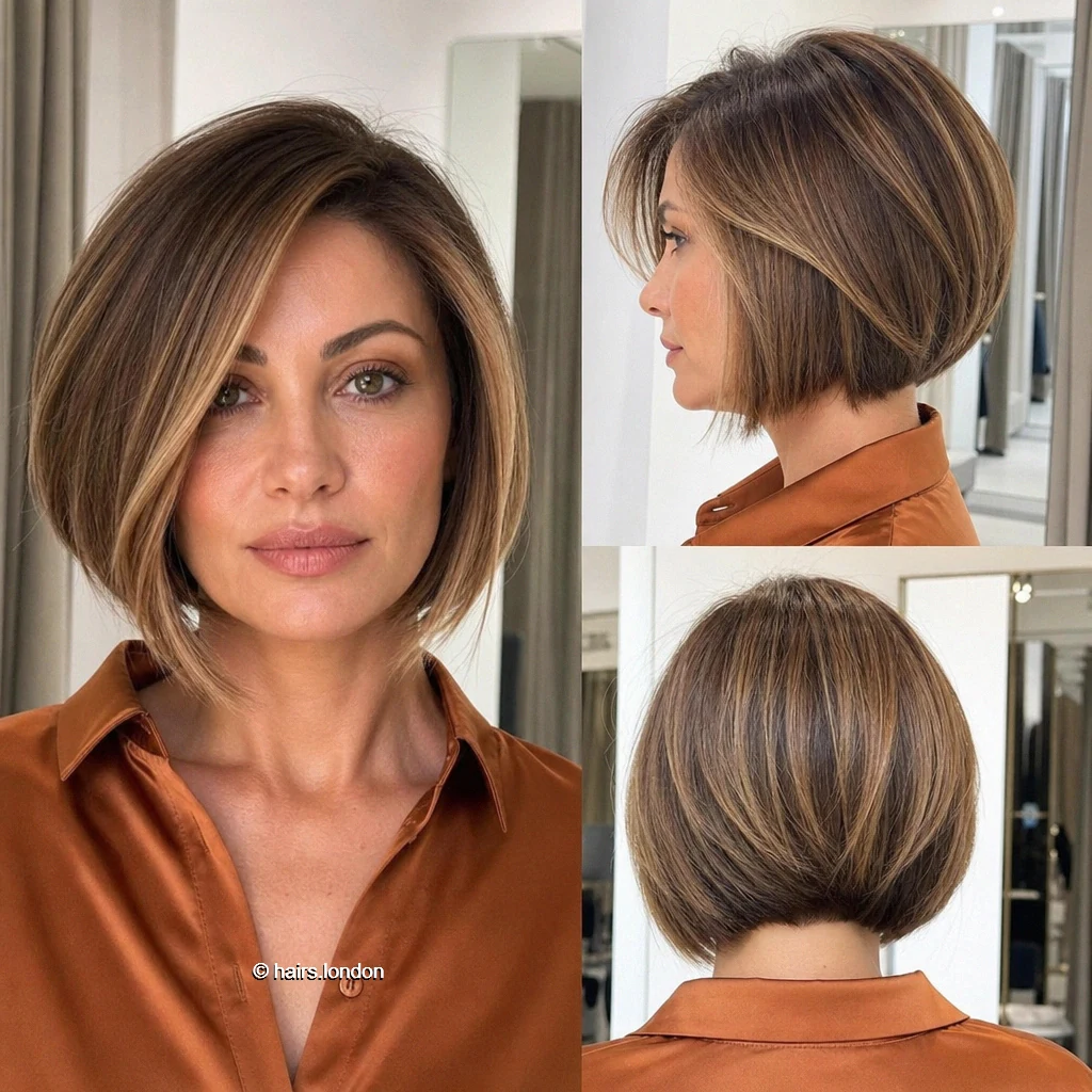20 Bob Haircuts From Sleek Jawline Shapes to Textured Layers Caramel Graduated Bob