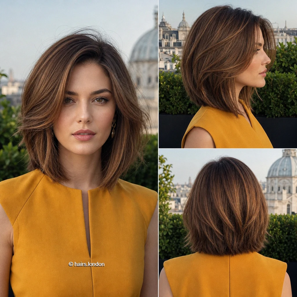 22 Brunette Bob Haircuts, from Soft Waves to Sculpted Shapes Caramel Layered Bob