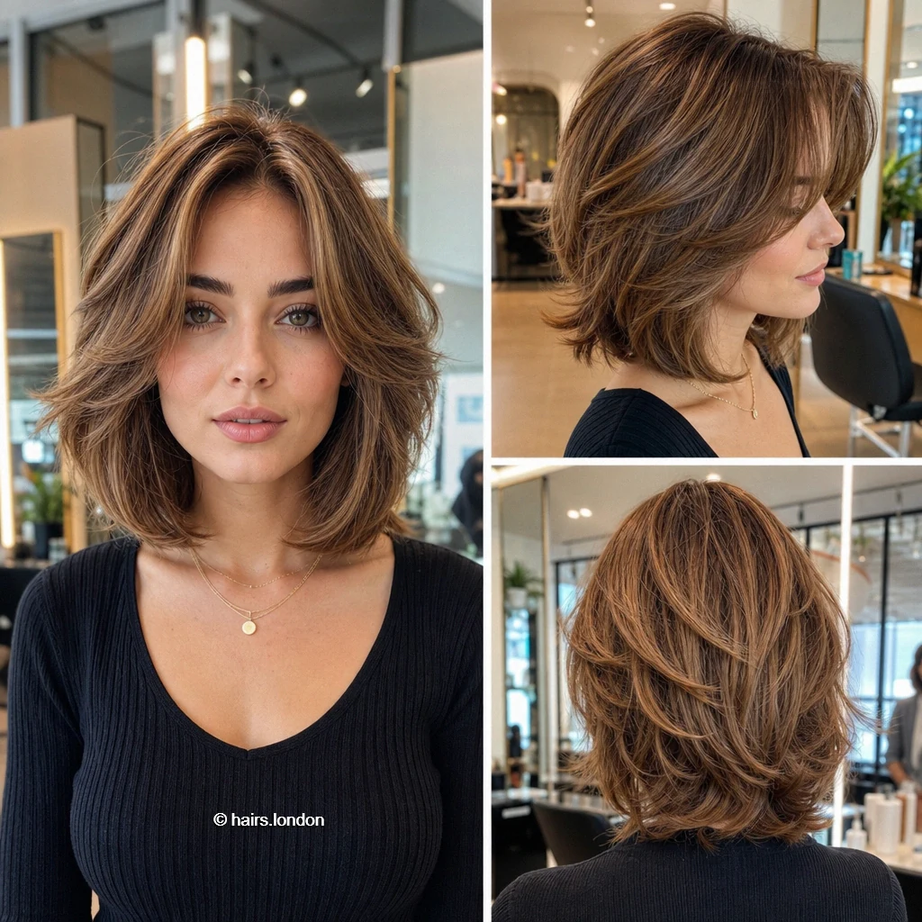 20 Bob Haircut Ideas: Rounded, Textured, A-Line and Stacked Shapes Caramel Layered Lob