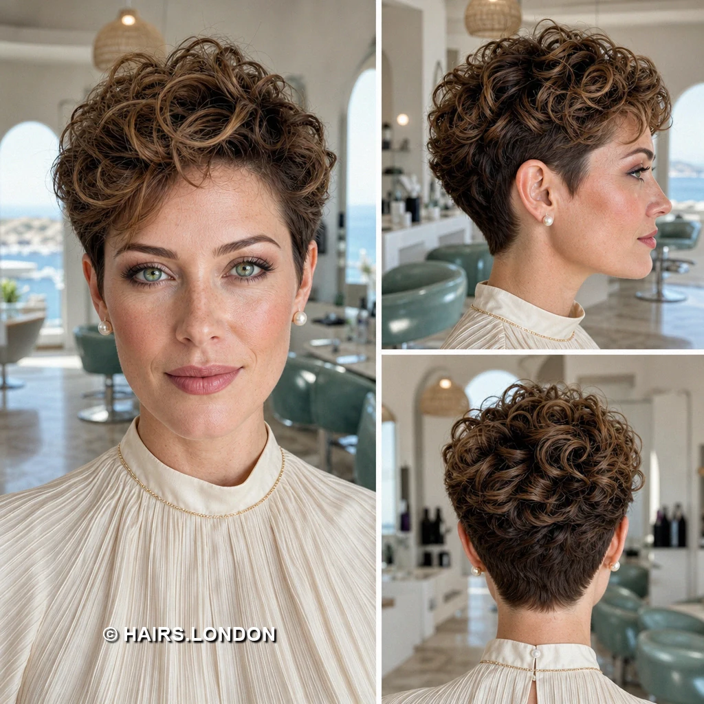 19 Textured Brunette Pixie Cuts With Shape and Movement Caramel Lifted Crown