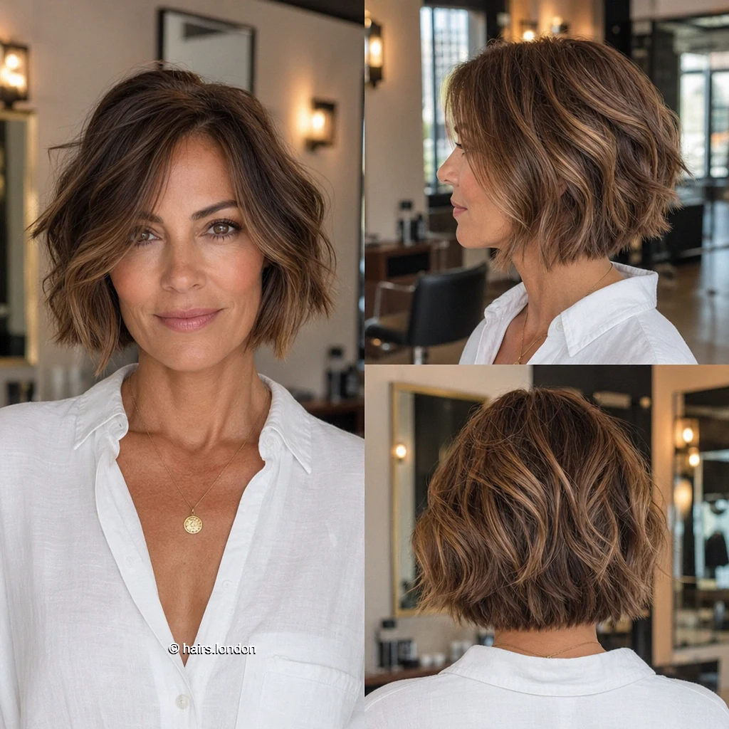 20 Brown Bob Haircuts, From Polished Jaw-Length Cuts to Soft Layered Lobs Caramel Rippled Bob