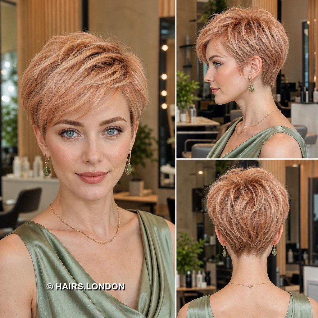 17 Textured Pixie Haircuts with Sweeping Fringes and Tapered Napes Caramel Rolled Pixie