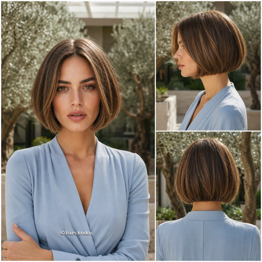 25 Brunette Bob Haircuts, From Sleek Jawline Shapes to Textured Lobs Caramel Rounded Outline