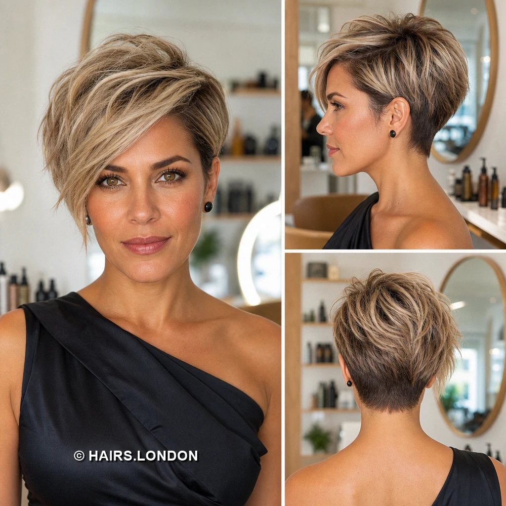 14 Highlighted Pixie Cuts with Sweeping Fringes and Textured Crowns Caramel Softfringe Pixie