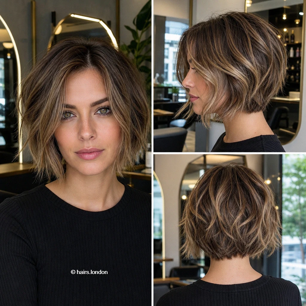 20 Short Bob Haircuts, From Tousled Layers to Sleek Angles Caramel Textured Bob