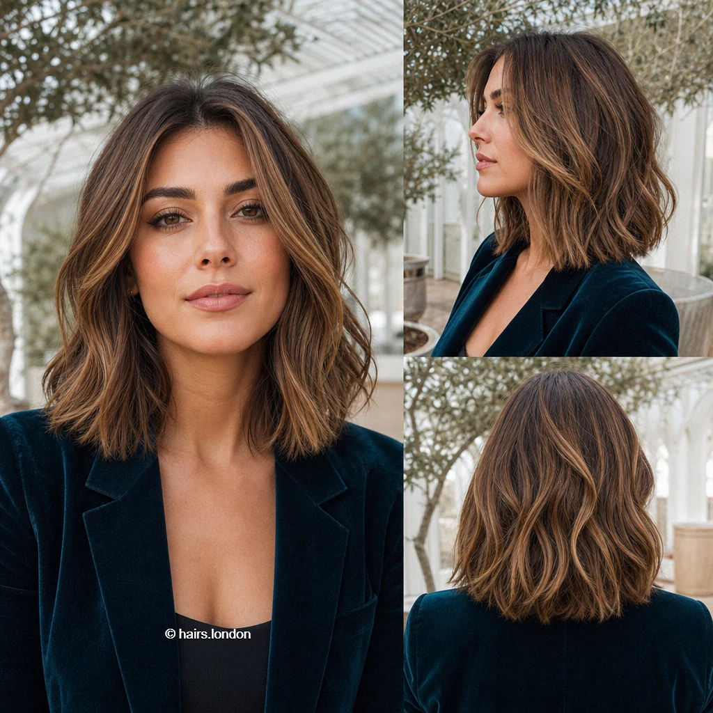 20 Bob Haircut Ideas, From Soft Waves to Sculpted Shapes Caramel Wavy Lob