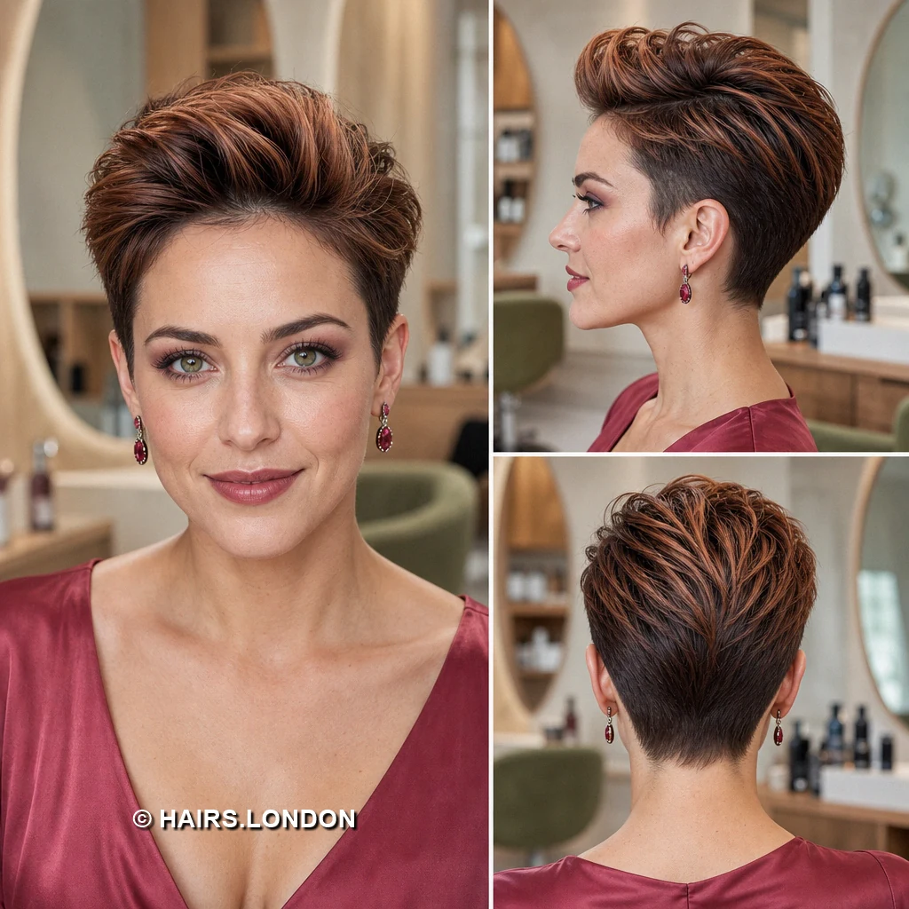 19 Highlighted Pixie Haircuts with Curls, Sweeps, and Tapered Napes Caramel Wispy Fringe