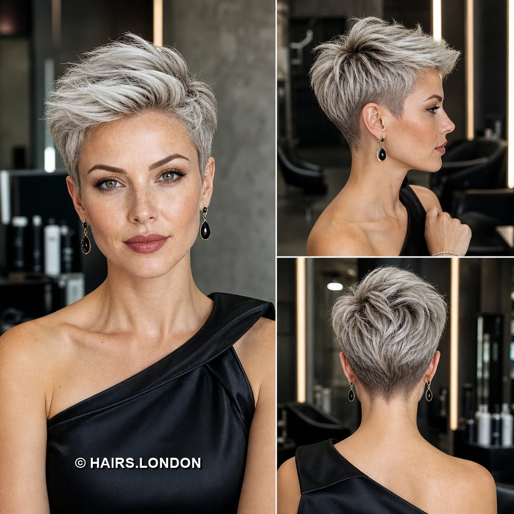 18 Short Blonde Pixie Cuts With Swept Fringes and Tapered Napes Champagne Side Pixie