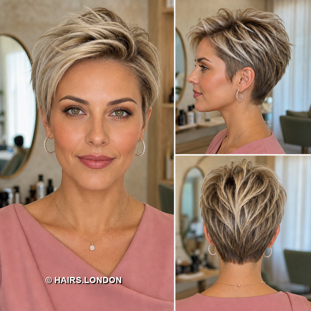 19 Blonde Pixie Haircuts with Honey Highlights and Soft Texture Champagne Swept Pixie