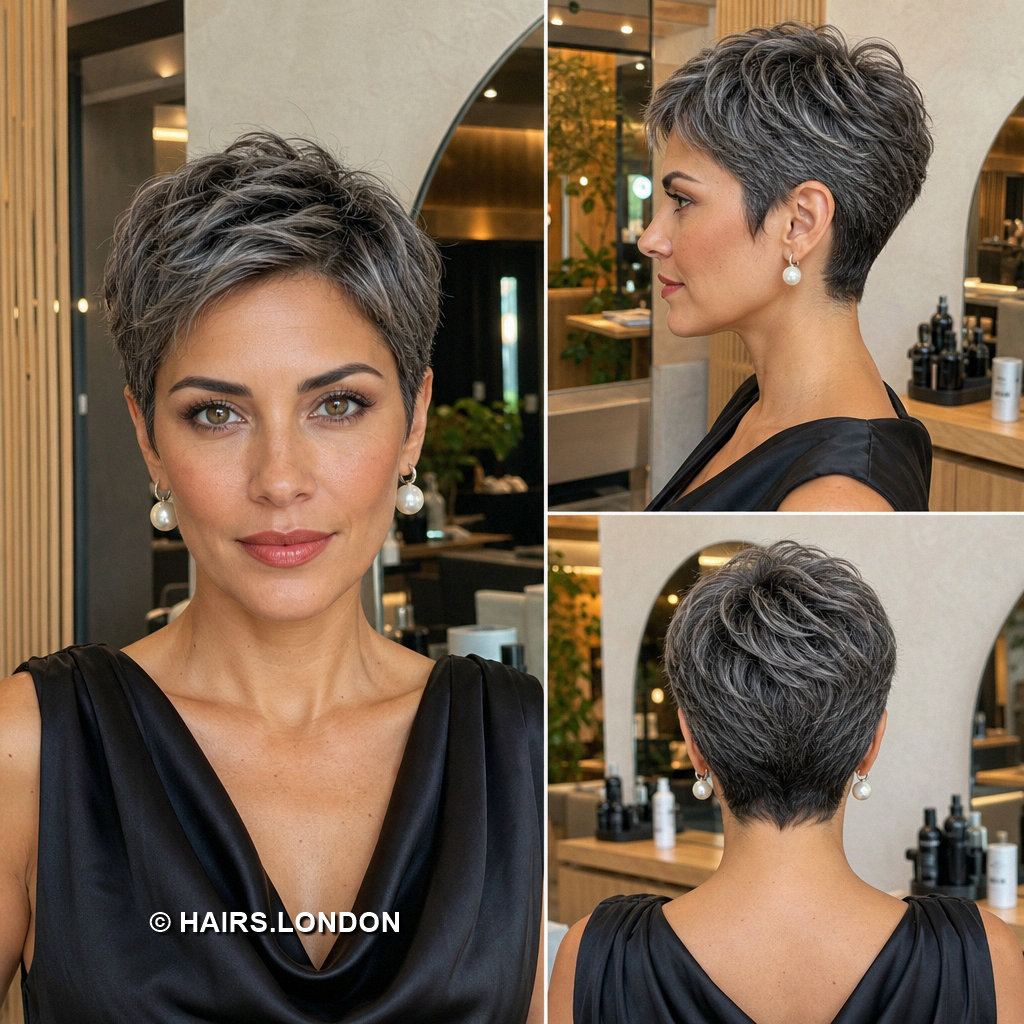 18 Gray Pixie Haircuts with Silver Waves Curls and Spiky Layers Charcoal Cropped Pixie