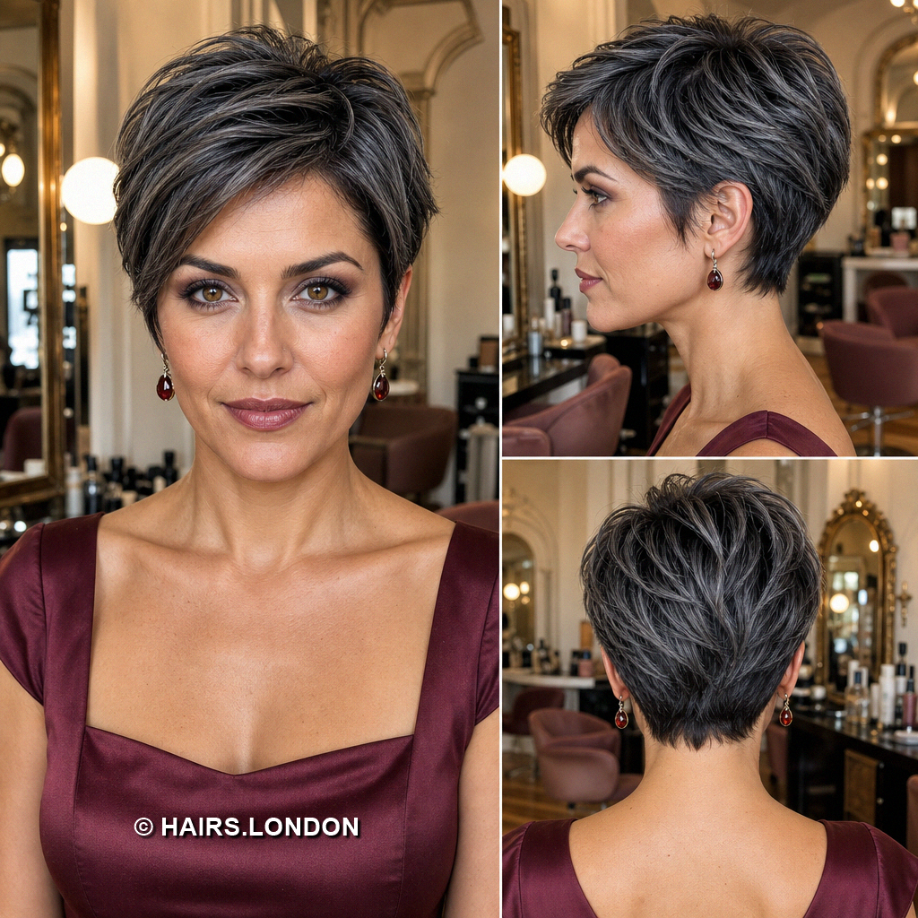18 Gray Pixie Haircuts with Silver Waves Curls and Spiky Layers Charcoal Feathered Pixie