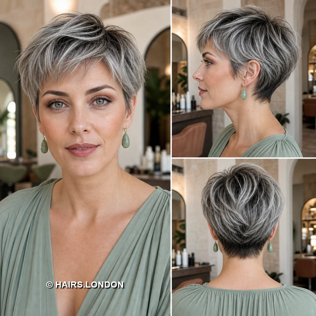 21 Silver Pixie Haircuts with Texture, Sweeping Fringes and Tapered Napes Charcoal Polished Quiff