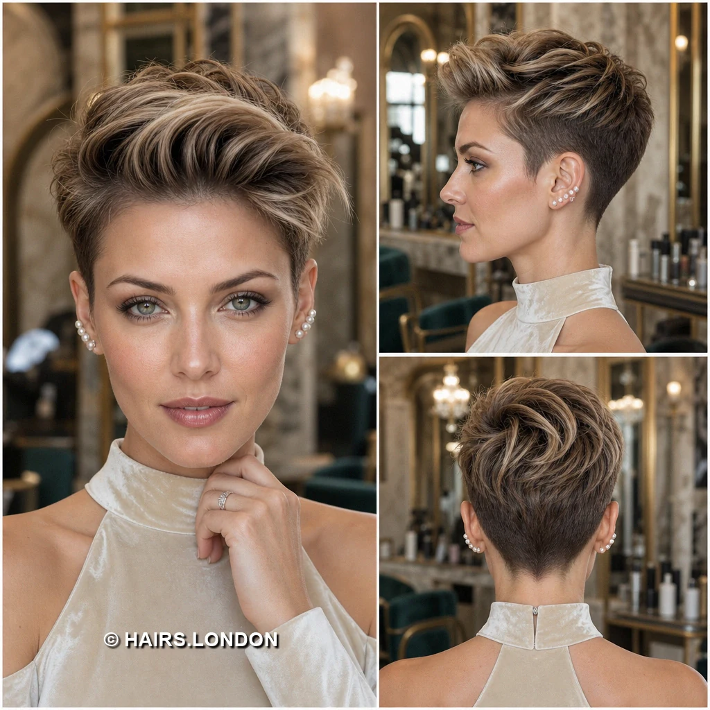 18 Textured Pixie Cuts with Swept Fringes, Lifted Crowns, and Tapered Napes Charcoal Rolled Pixie
