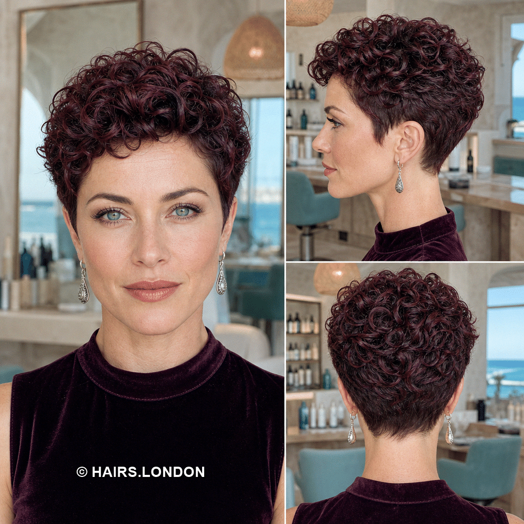19 Burgundy Pixie Haircuts with Rich Color and Modern Texture cherry curly pixie